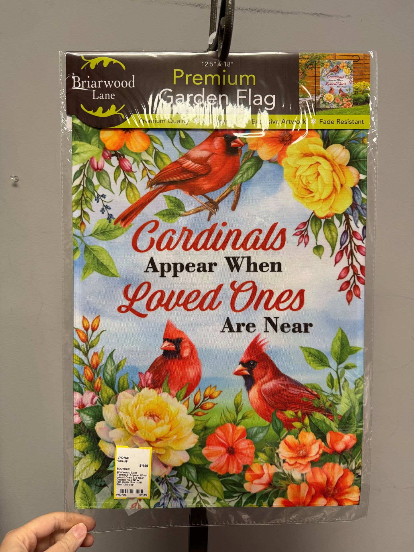 Briarwood Cardinals Appear When Loved Ones Are Near Garden Flag Size 12.5”x18”