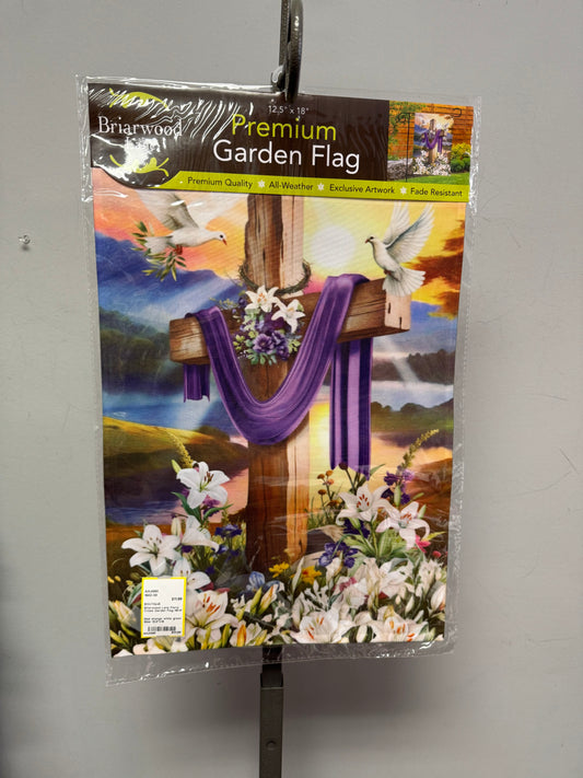 Briarwood Lane Floral Cross Garden Flag Size 12.5”x18” New