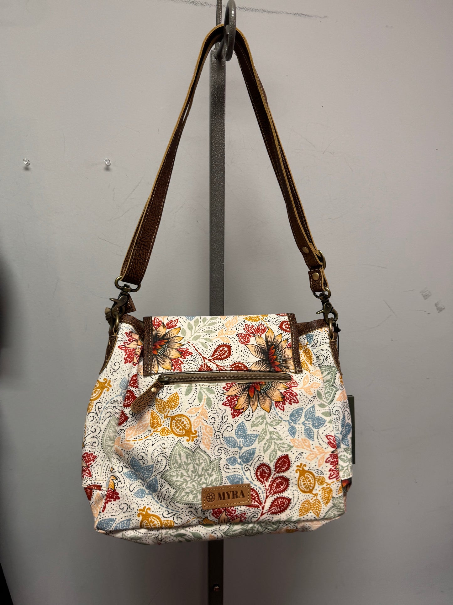 Myra Floral Oakline Cotton & Leather Shoulder Bag ( New Boutique